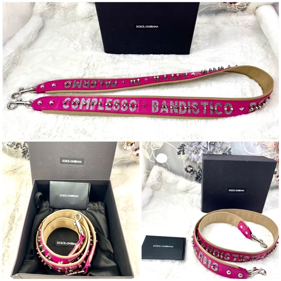 New Dolce and gabbana studded leather crossbody fuschia pink strap